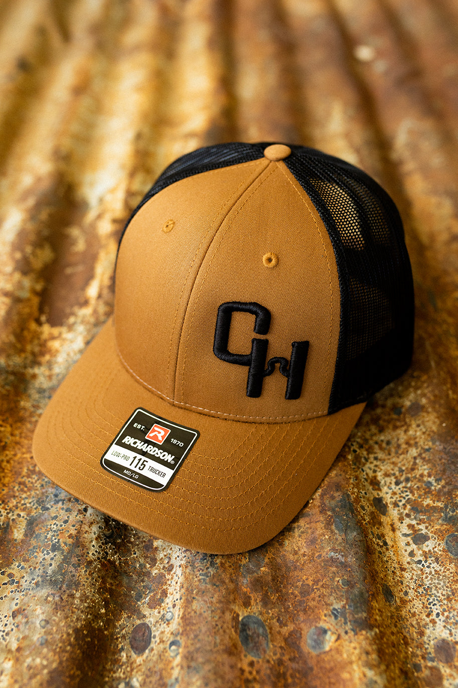 Saddle Brown and Black Mesh NRCHA Puff Logo Hat