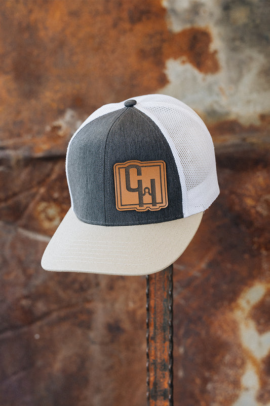 Sand, Charcoal and White Mesh NRCHA Patch Logo Hat