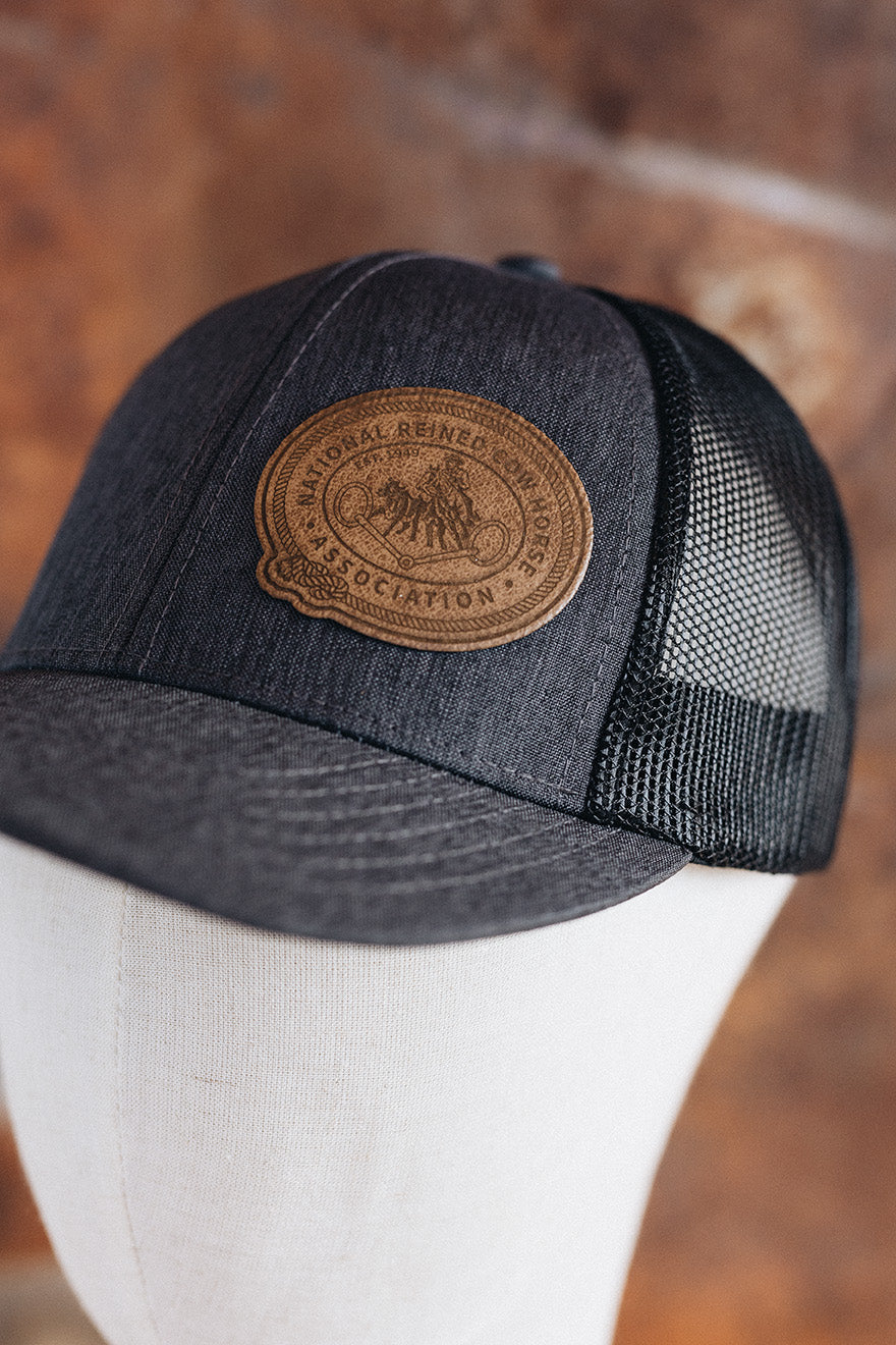 NRCHA Retro Logo Charcoal Grey, & Black Hat