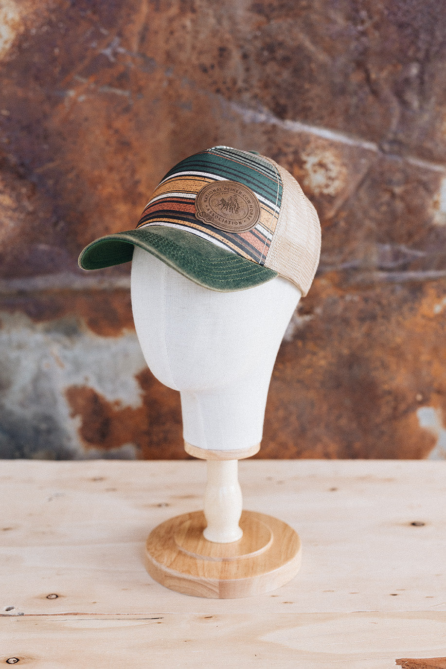 NRCHA Retro Logo Green Serape & Tan Hat