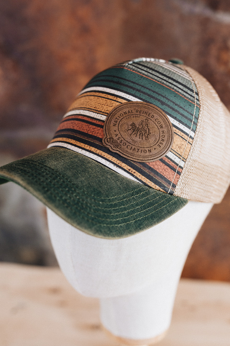 NRCHA Retro Logo Green Serape & Tan Hat