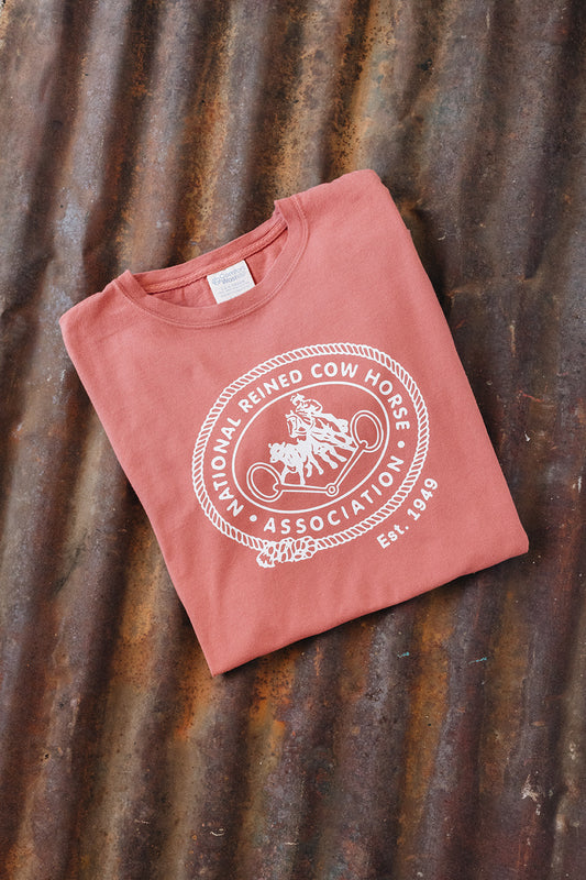 NRCHA Retro Logo Washed Red Tee