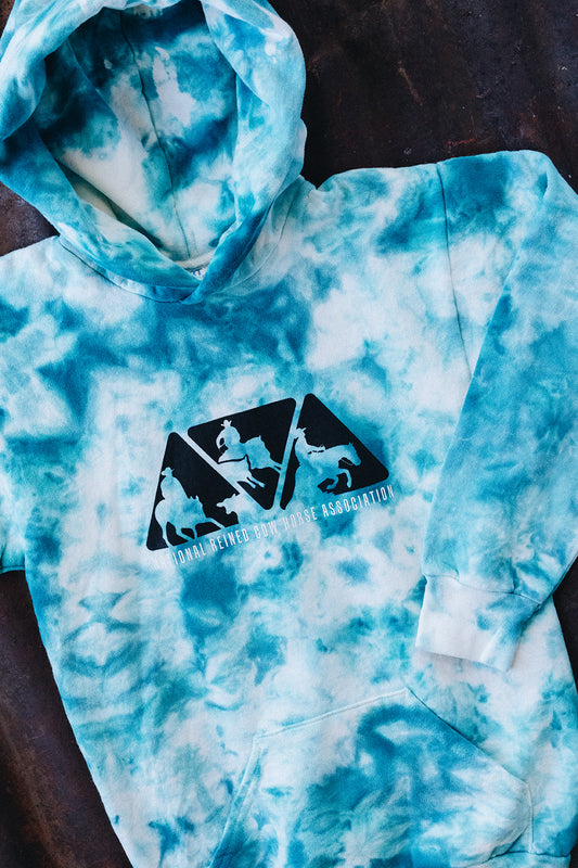 Youth NRCHA Logo Teal Tie Dye Hoodie